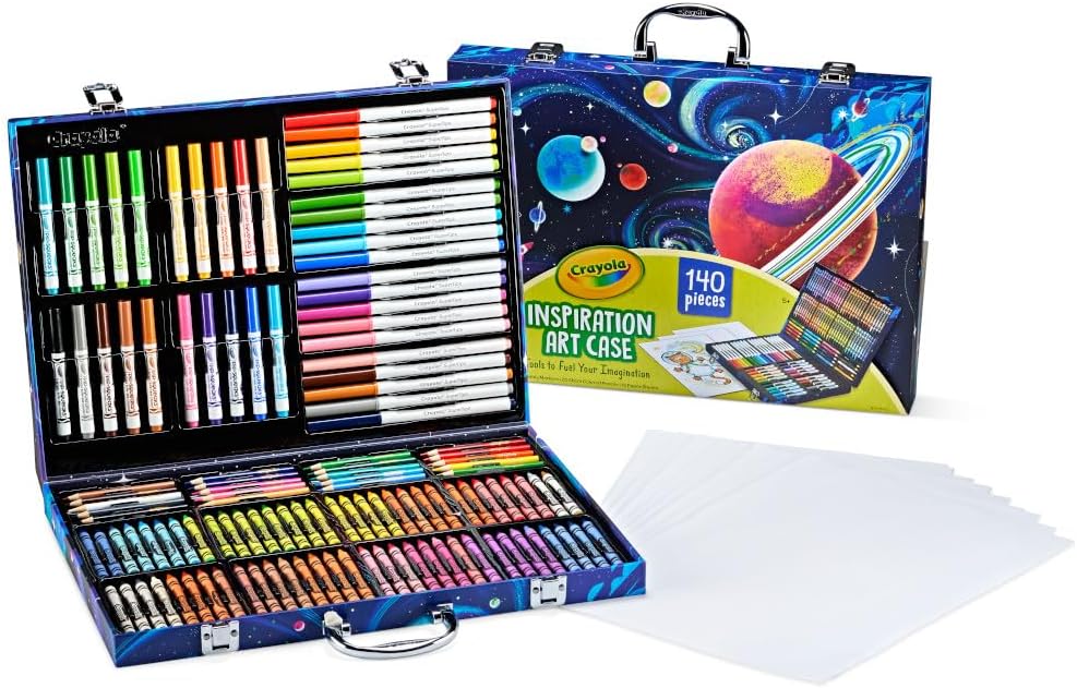 Crayola Inspiration Art Case Space Coloring Set (140pcs), Art Kit for Kids, Crayons, Markers, Pencils, Holiday for Boys & Girls, Ages 5, 6, 7 [Amazon Exclusive]