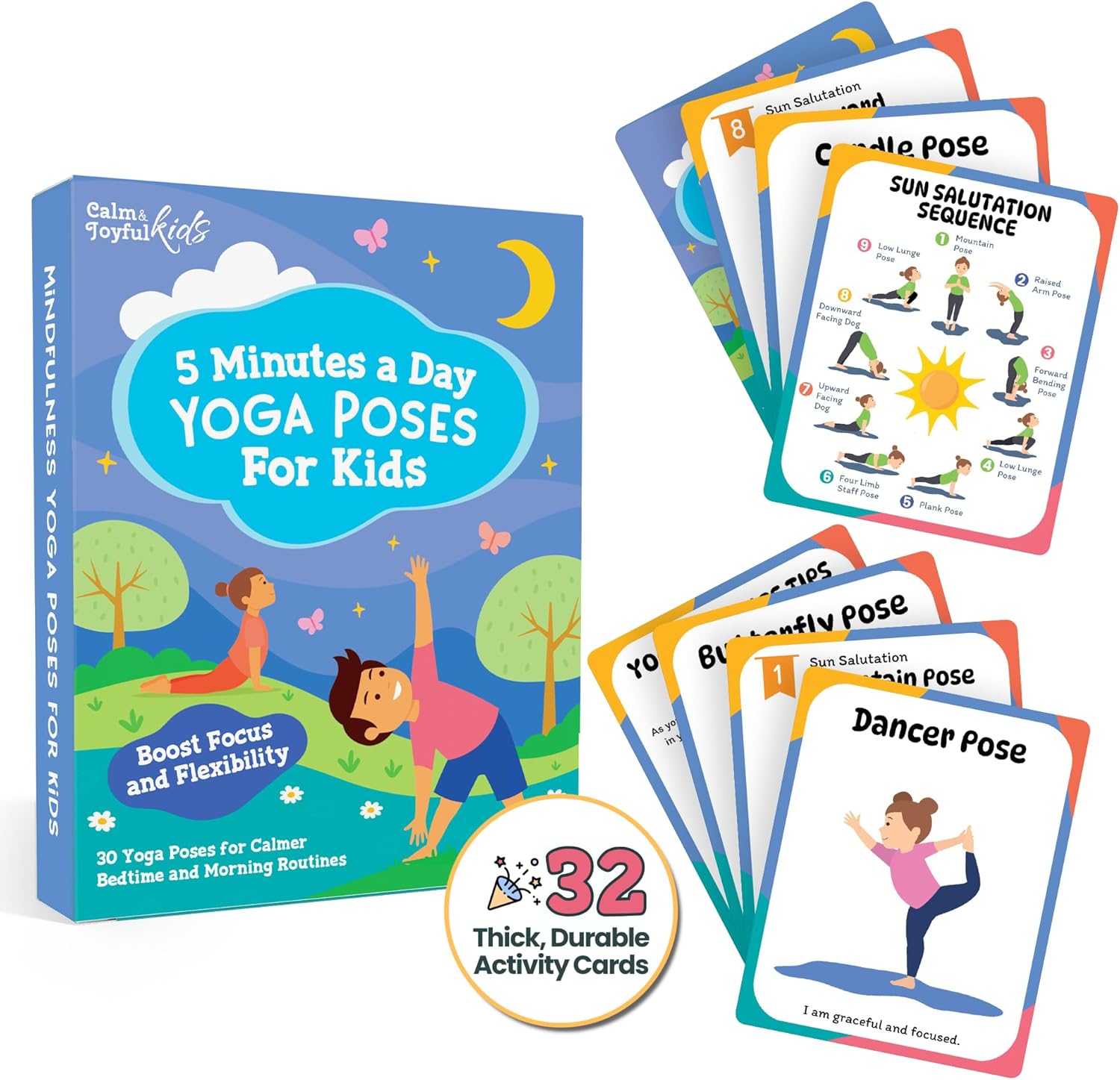 Yoga Cards for Kids - Pose Deck for Beginners, Exercise Flashcards, Mindful Activities, Sensory Learning, Self Regulation Classroom Therapy Supplies, Coping Skills, Calming Corner Autism Special Needs